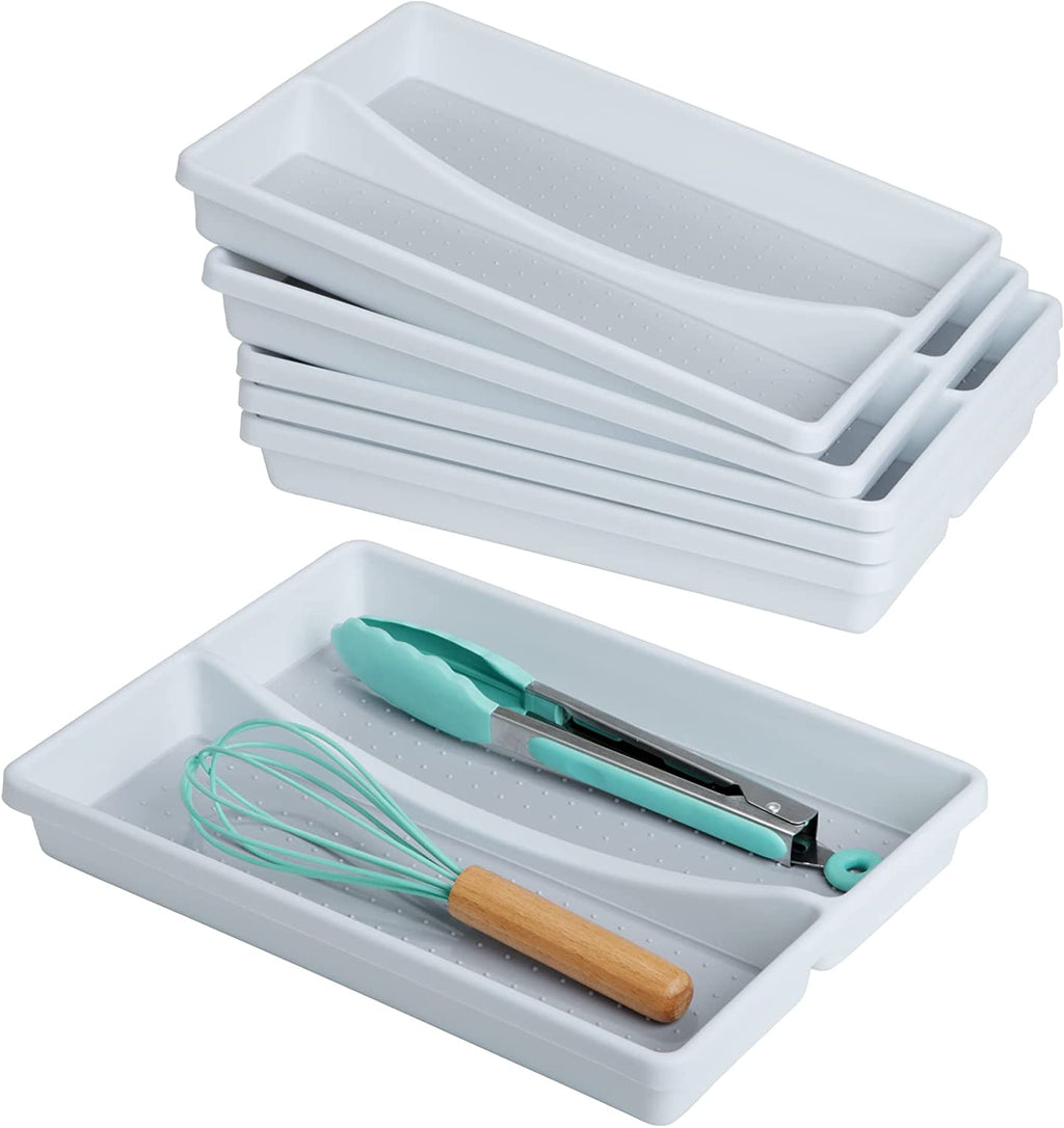 2-Compartment Plastic Drawer Organizer - White