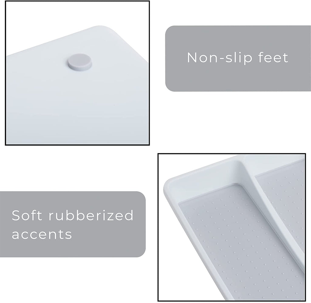 2-Compartment Plastic Drawer Organizer - White