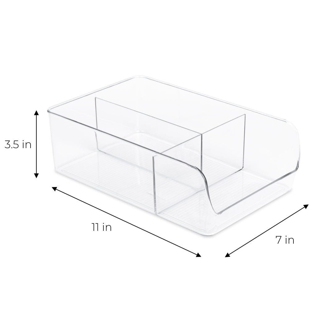 3-Compartment Clear Bin Organizer - Clear