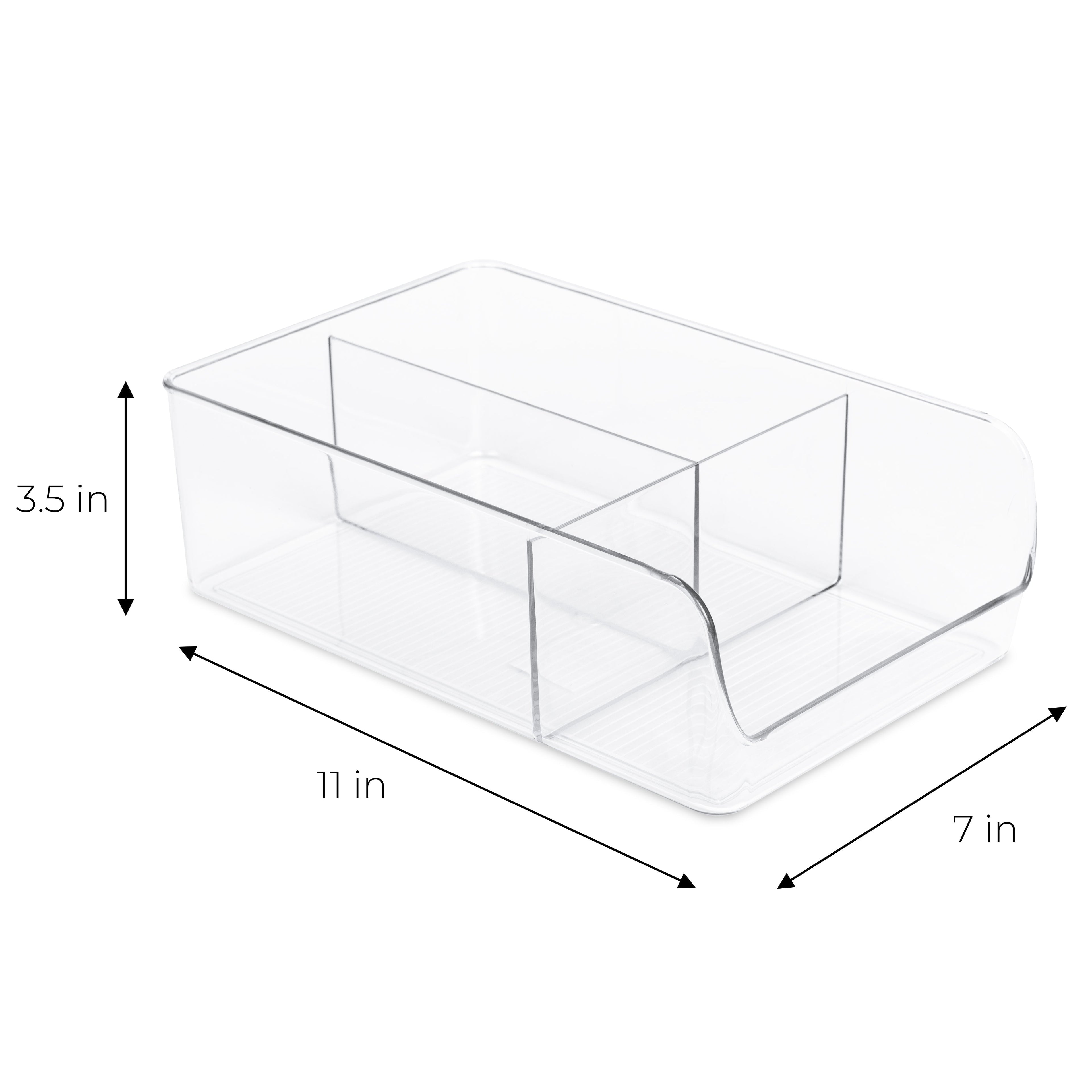 3-Compartment Clear Bin Organizer - Clear