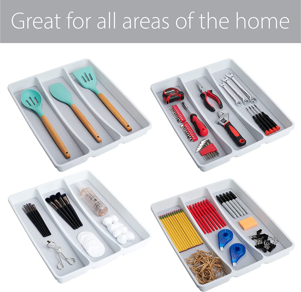 3-Compartment Plastic Drawer Organizer