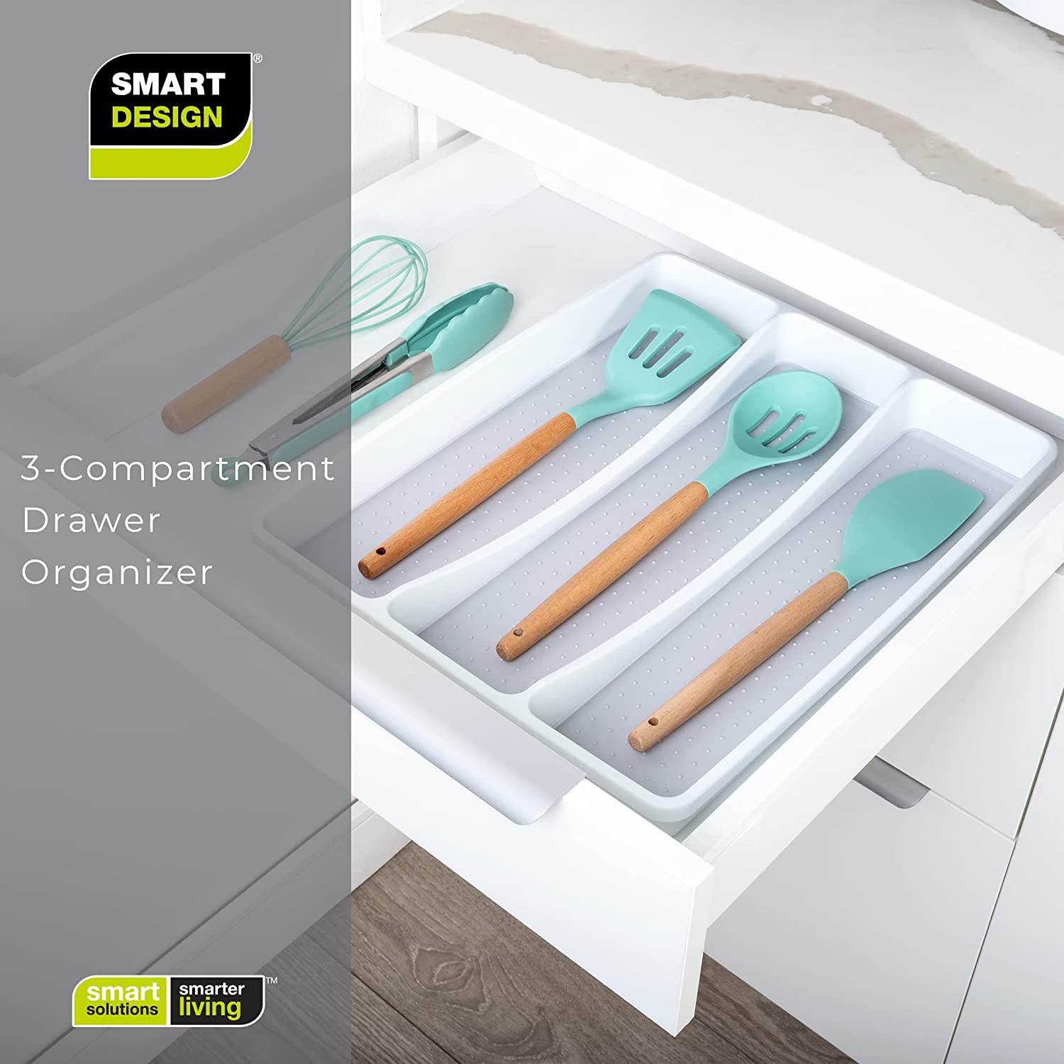 3-Compartment Plastic Drawer Organizer