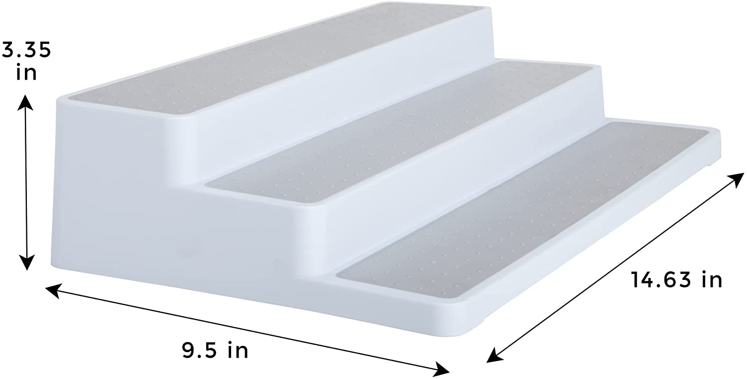 3-Tier Plastic Spice Rack with Non-Slip Lining - White