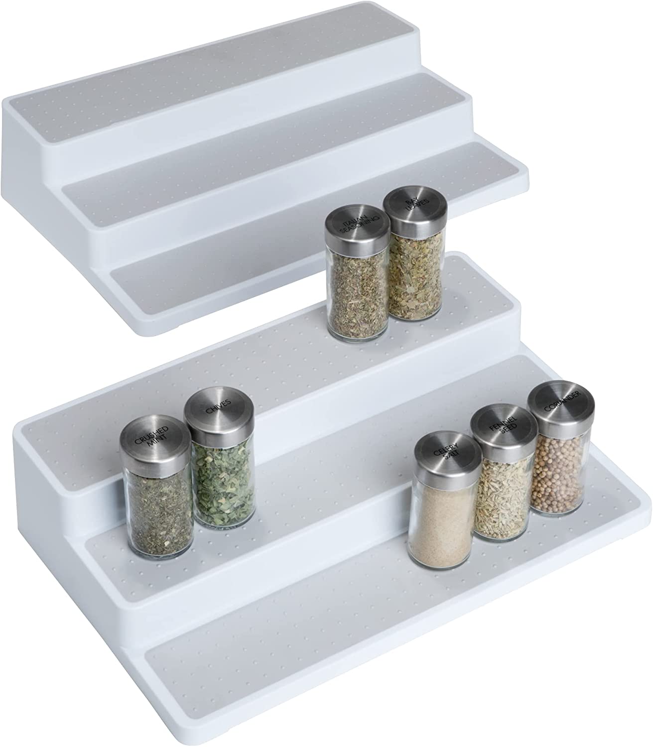 3-Tier Plastic Spice Rack with Non-Slip Lining - White