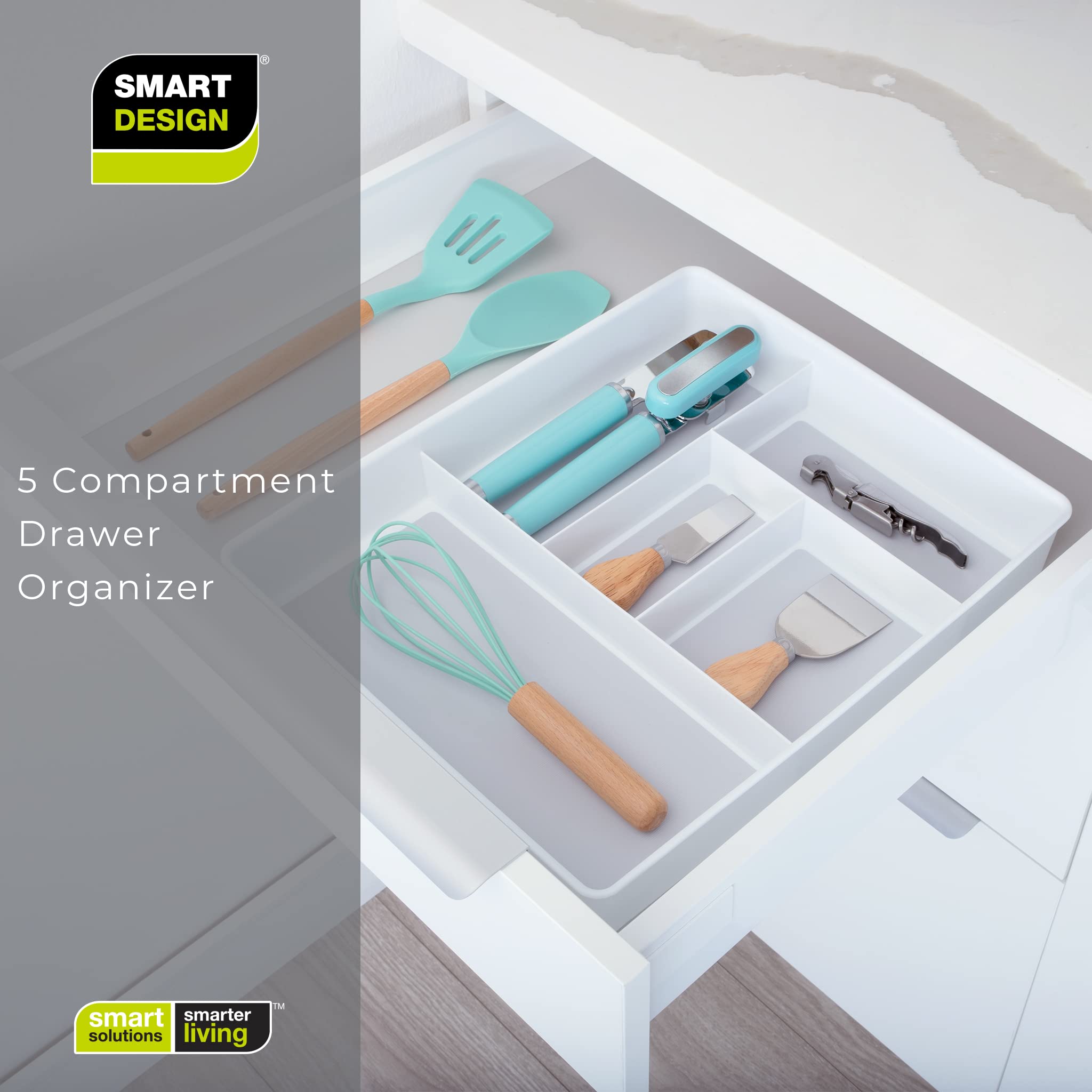5-Compartment Plastic Drawer Organizer