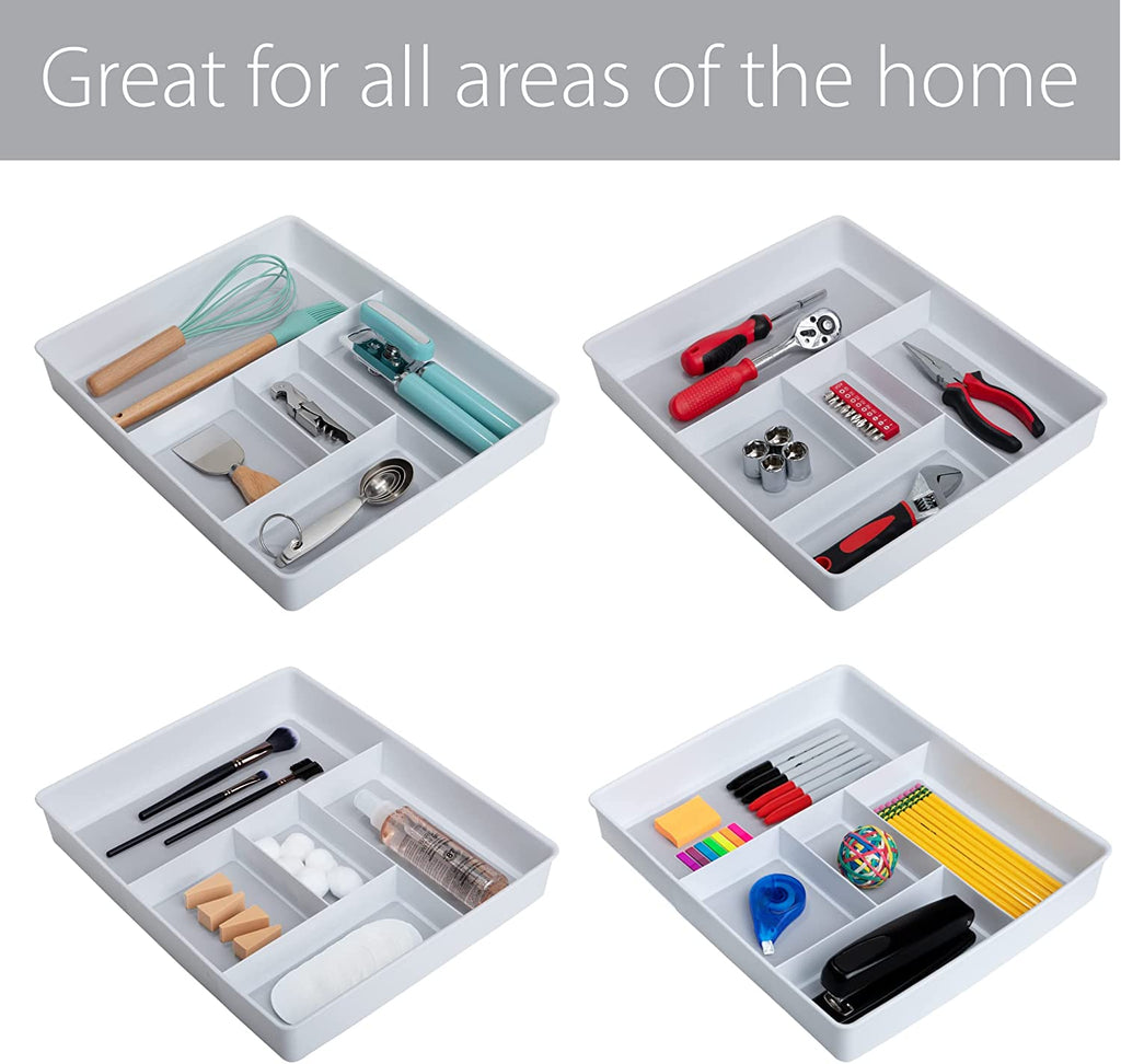 5-Compartment Plastic Drawer Organizer