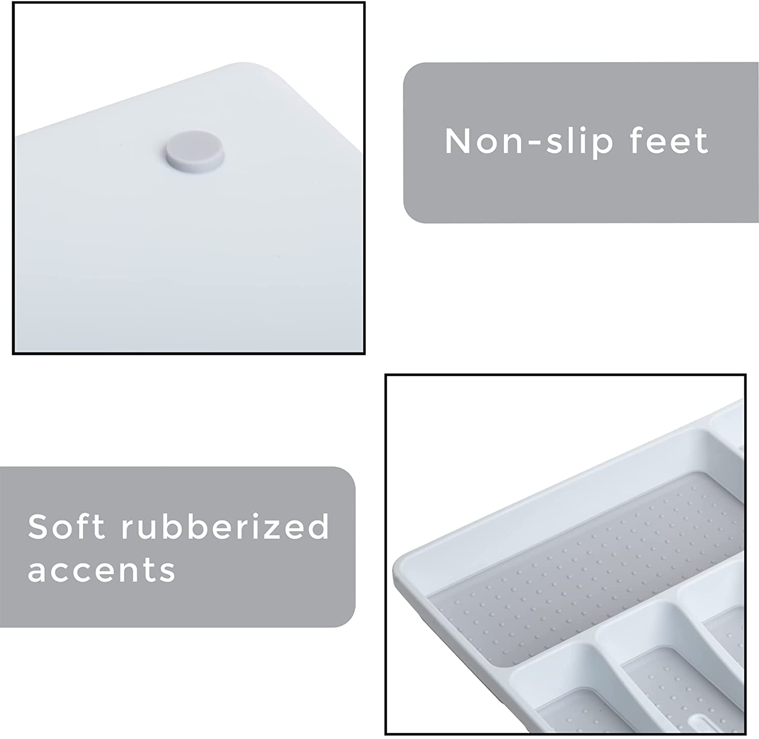 Plastic Drawer Organizer – BPA Free 6-Compartment – 16" x 13.25" – White