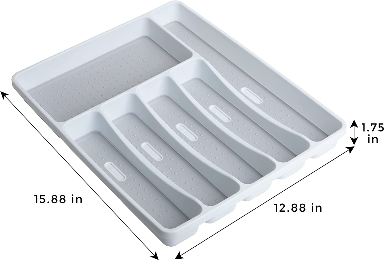 Plastic Drawer Organizer – BPA Free 6-Compartment – 16" x 13.25" – White