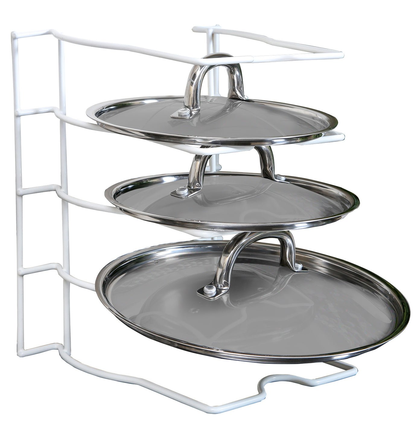 Bakeware and Lid Storage Rack with 4-Compartment Dividers