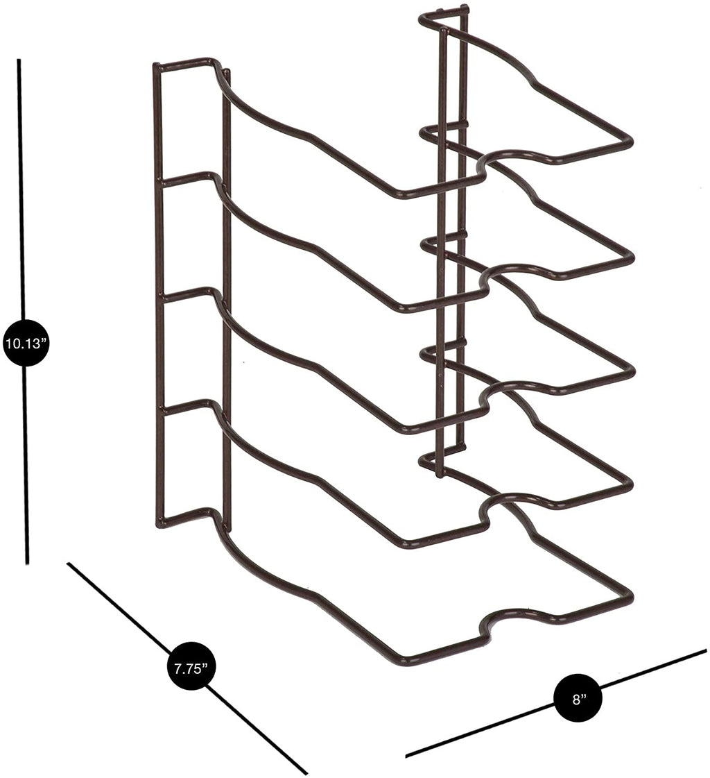 Bakeware and Lid Storage Rack with 4-Compartment Dividers