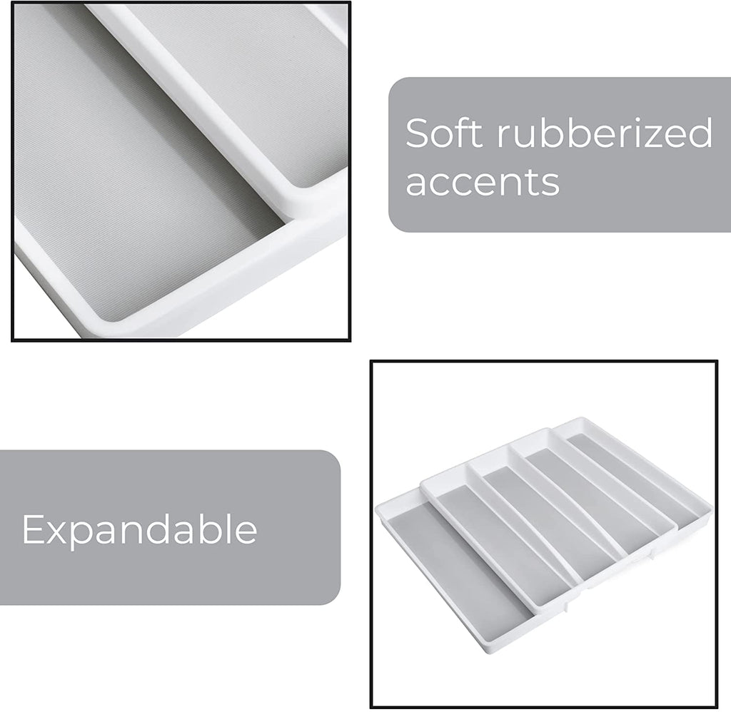 Expandable 5-Compartment Plastic Drawer Organizer