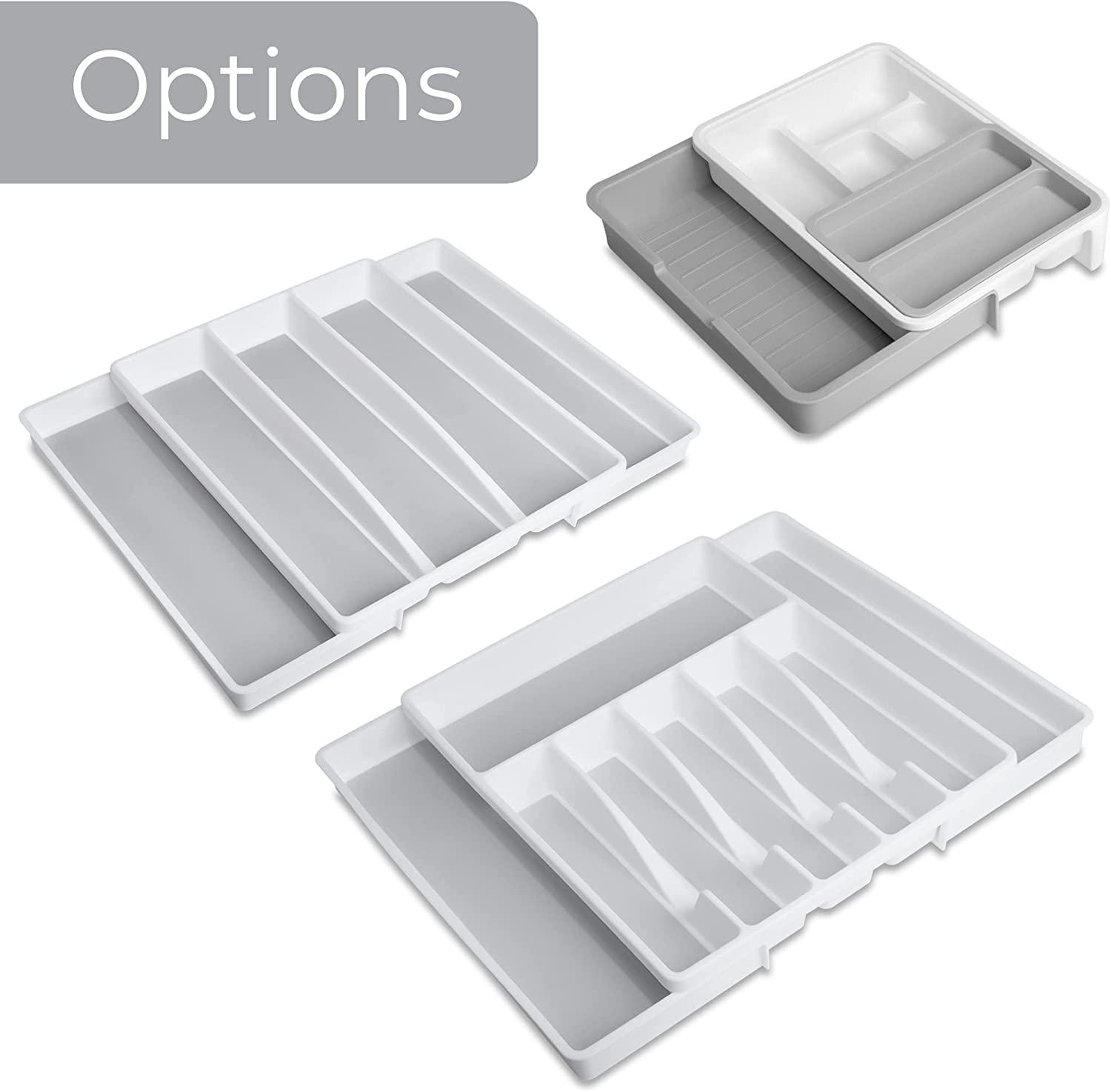 Expandable 5-Compartment Plastic Drawer Organizer