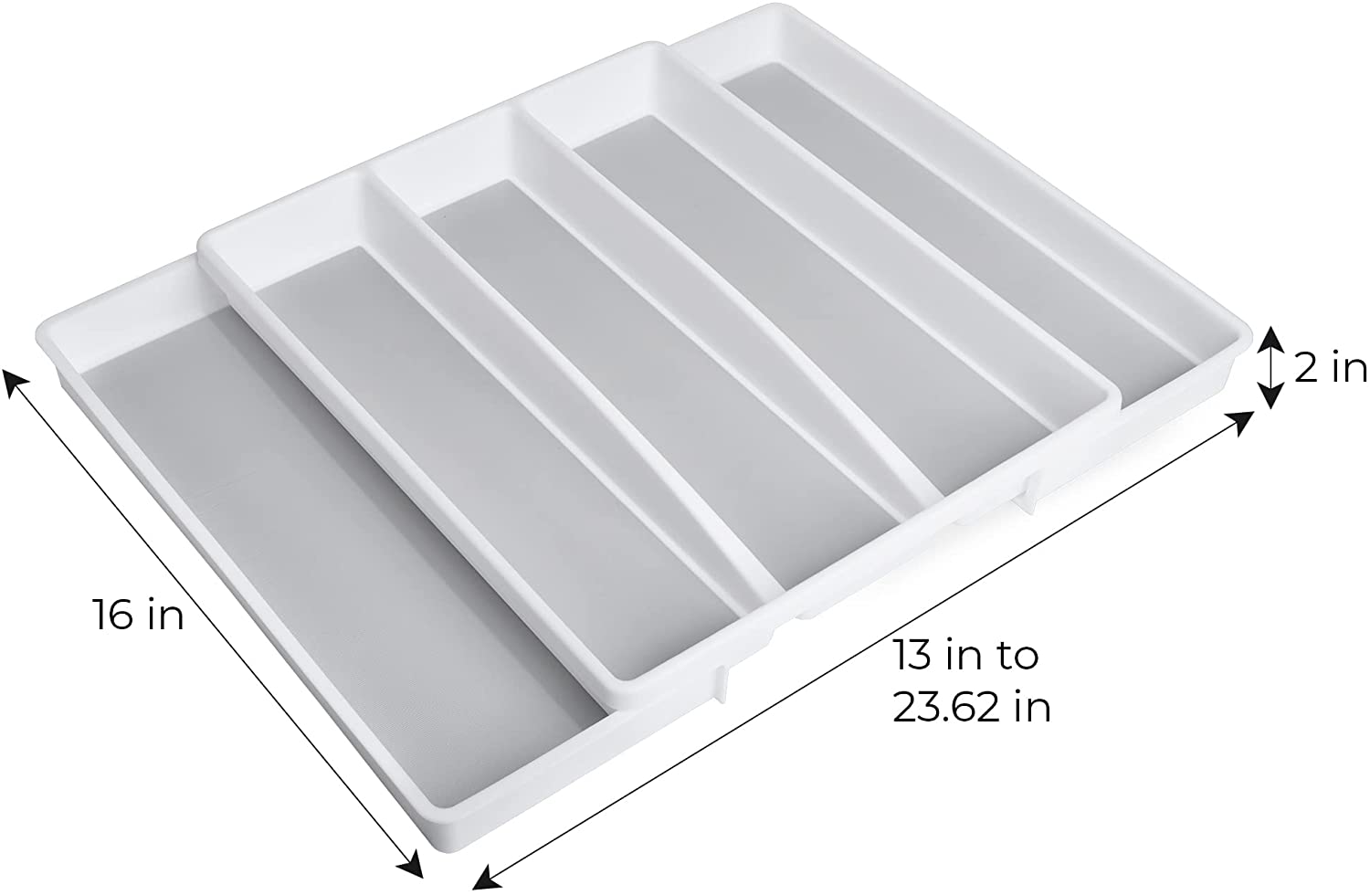 Expandable 5-Compartment Plastic Drawer Organizer