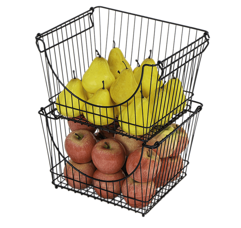 Large Metal Wire Stacking Baskets with Handles