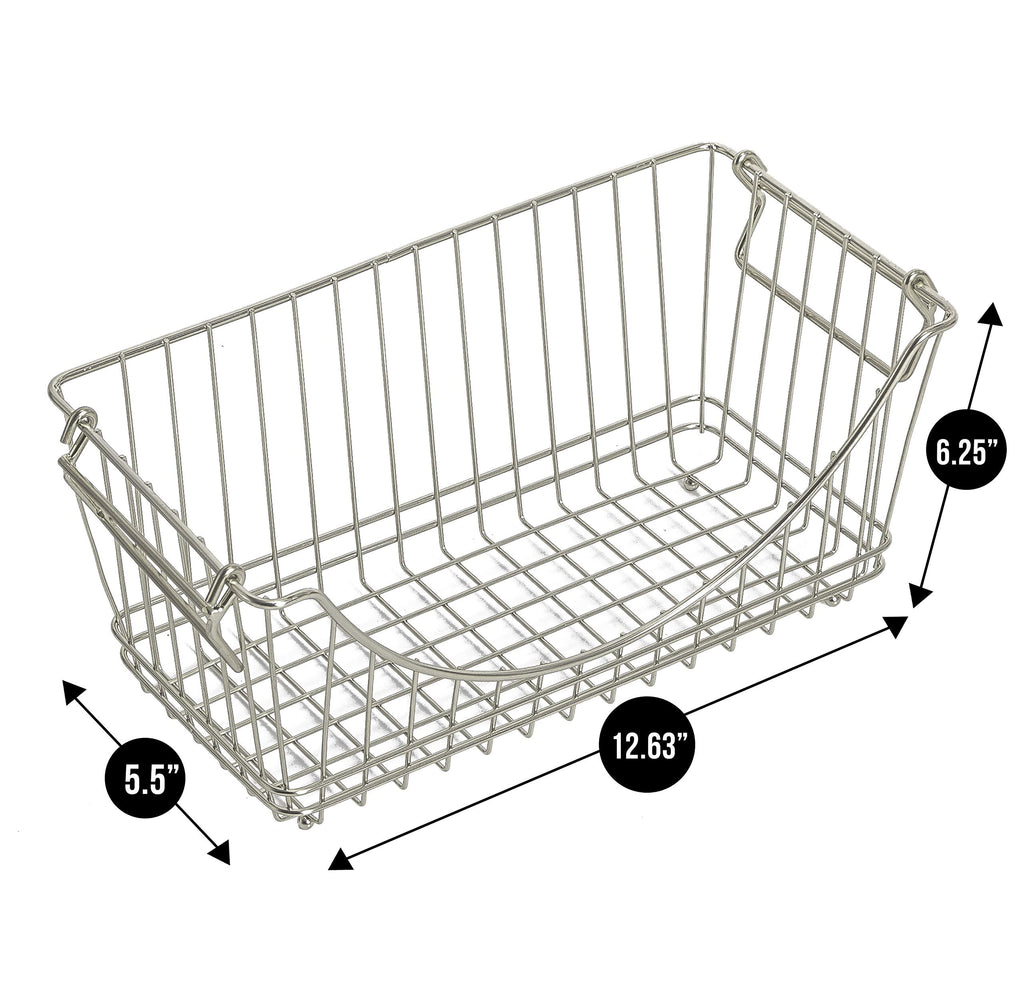 Medium Metal Wire Stacking Baskets with Handles
