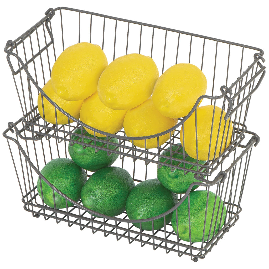 Medium Metal Wire Stacking Baskets with Handles