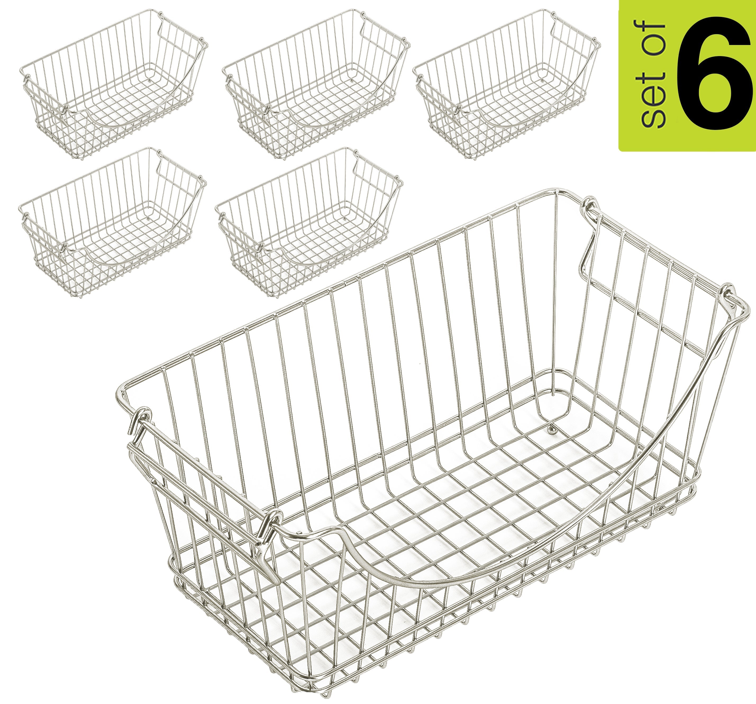 Medium Metal Wire Stacking Baskets with Handles