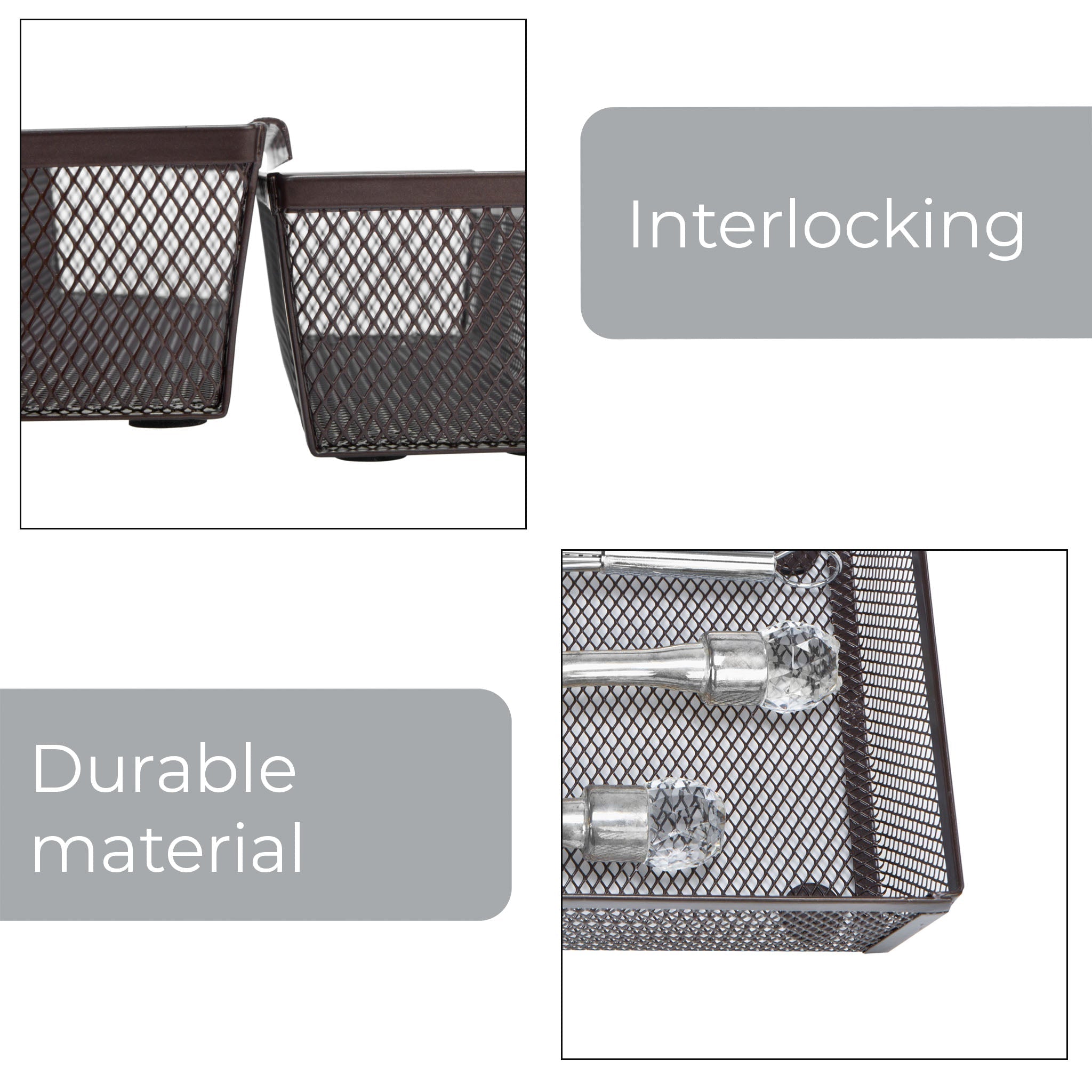 Metal Mesh Drawer Organizer - 15 x 6 Inch