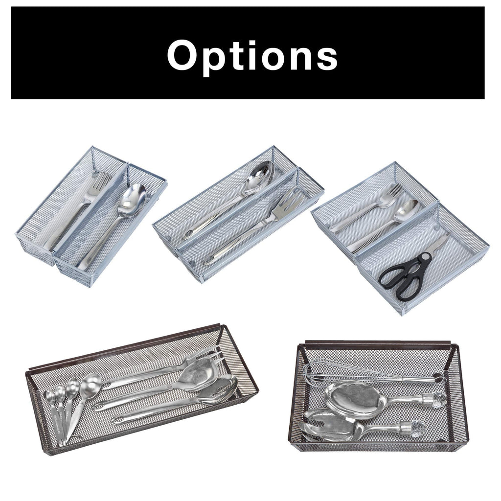 Steel Mesh Drawer Organizer with Interlocking Ends – 15" x 6" – Silver