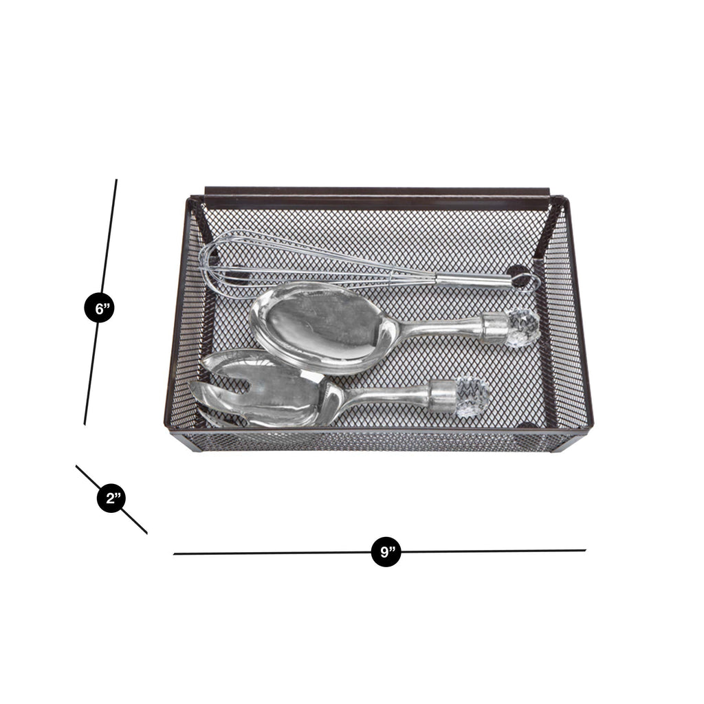 Steel Mesh Drawer Organizer with Interlocking Ends – 15" x 6" – Silver