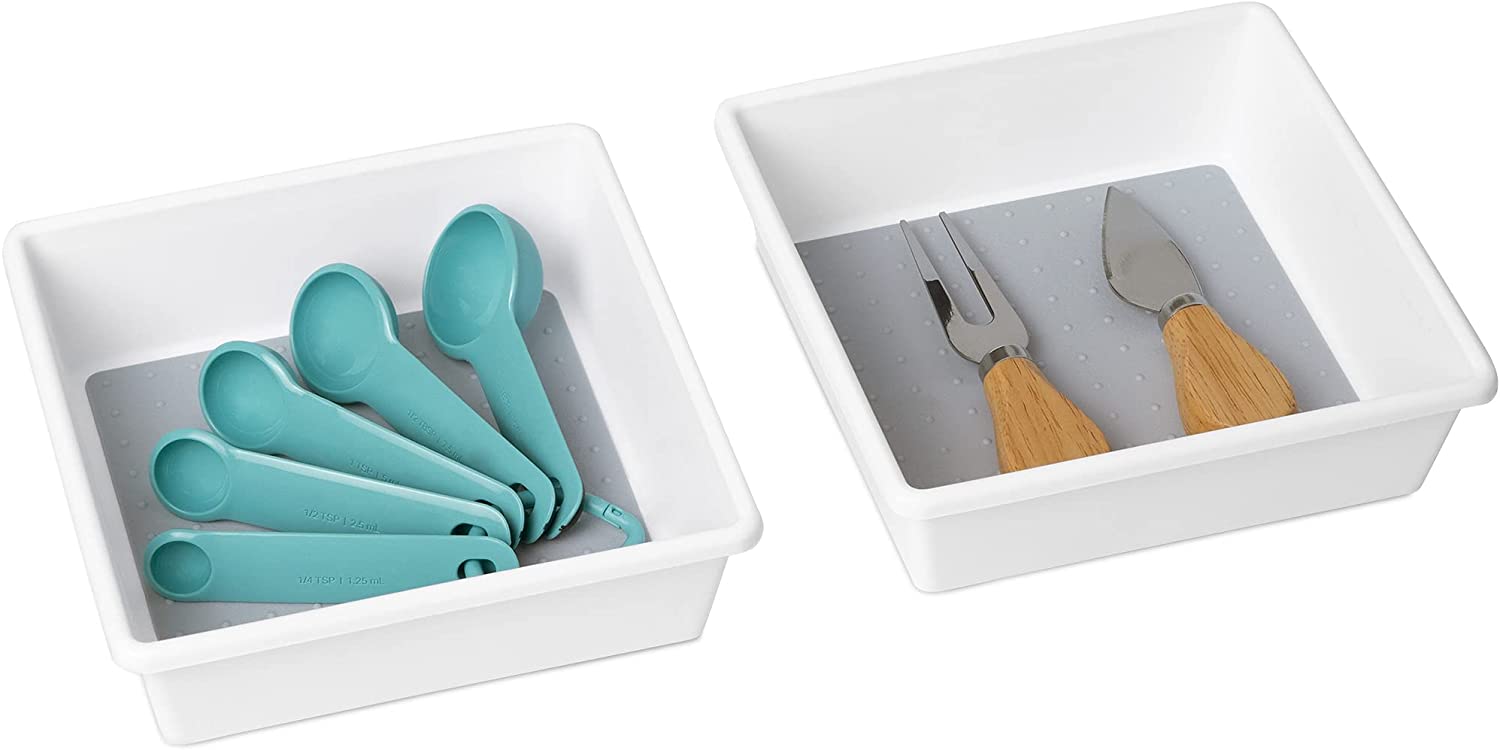 Plastic Drawer Organizer - BPA Free - 6.75 x 6.75 Inch - White