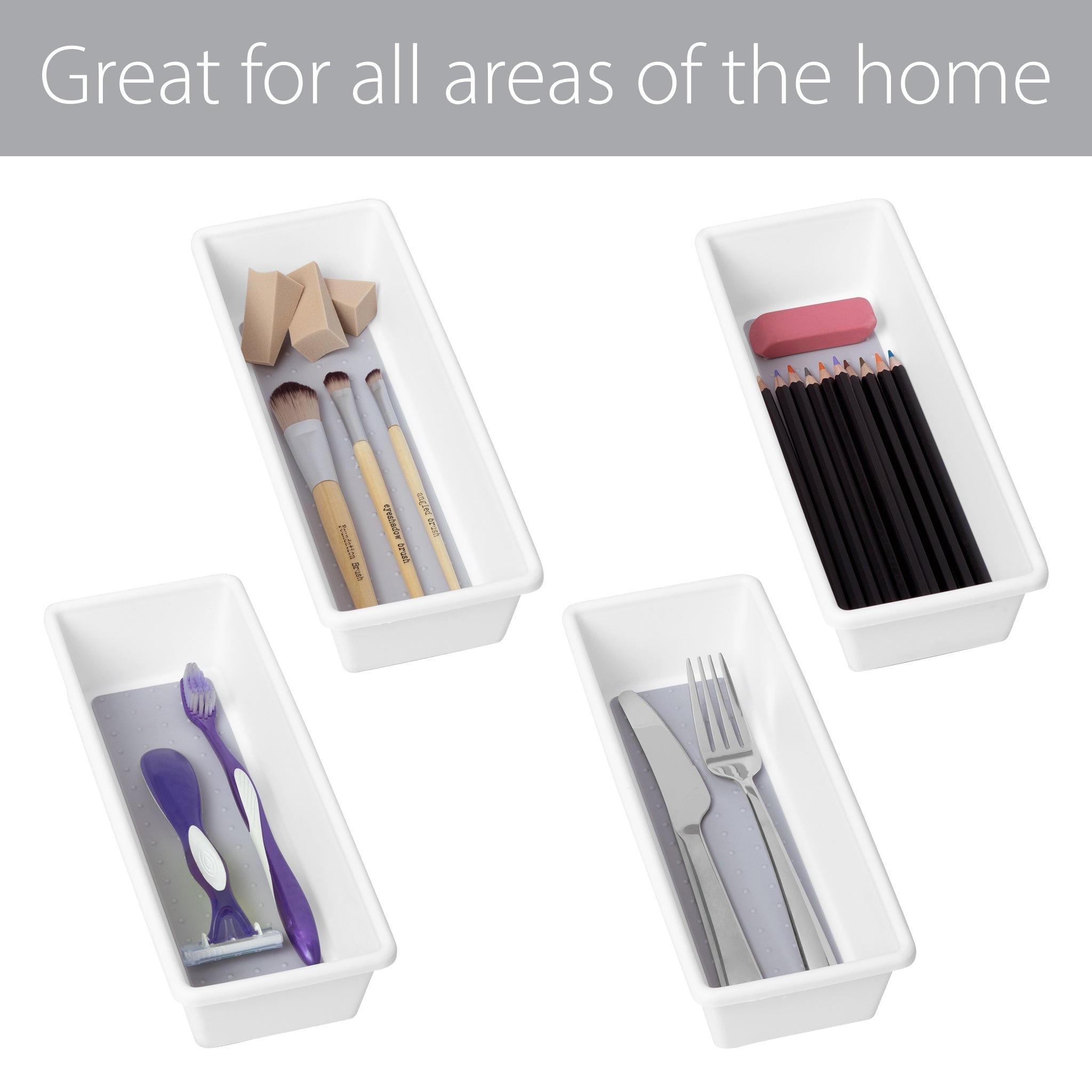 Plastic Drawer Organizer - BPA Free - 9.75 x 3.75 Inch - White