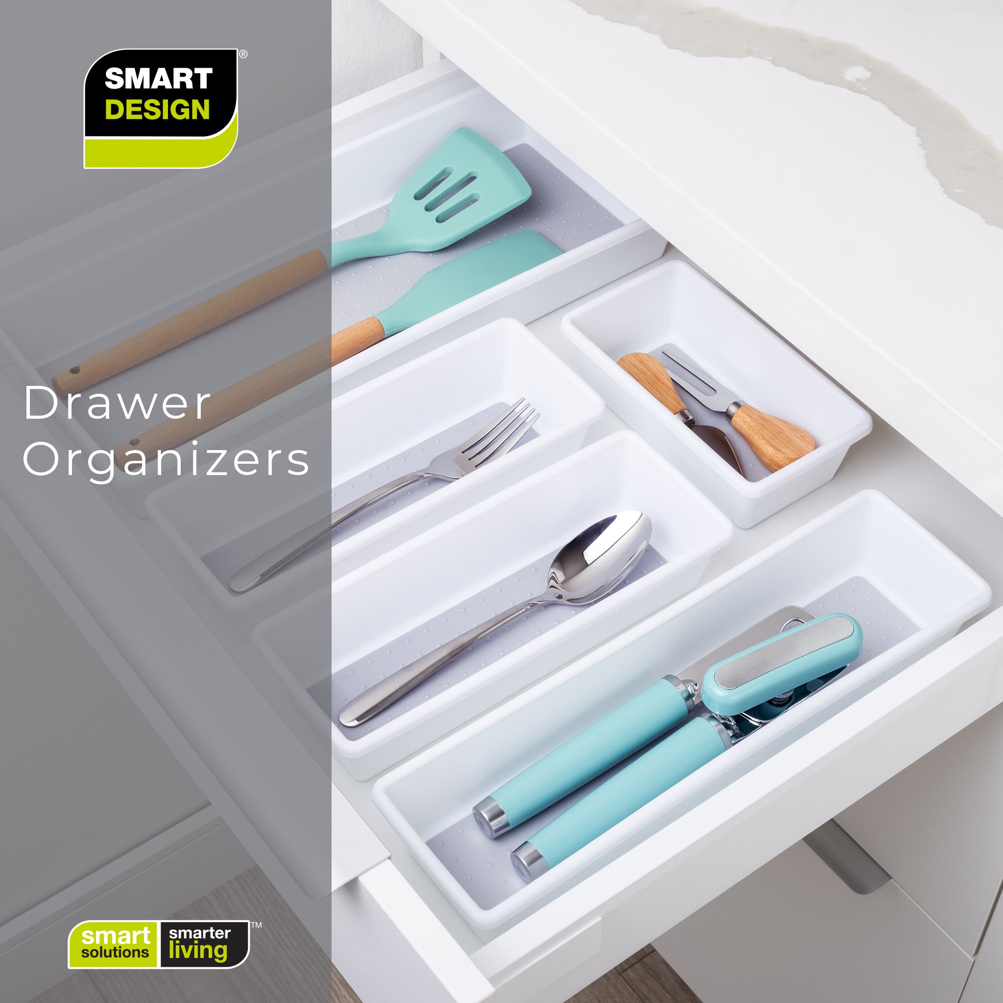 Plastic Drawer Organizer - BPA Free - 9.75 x 3.75 Inch - White