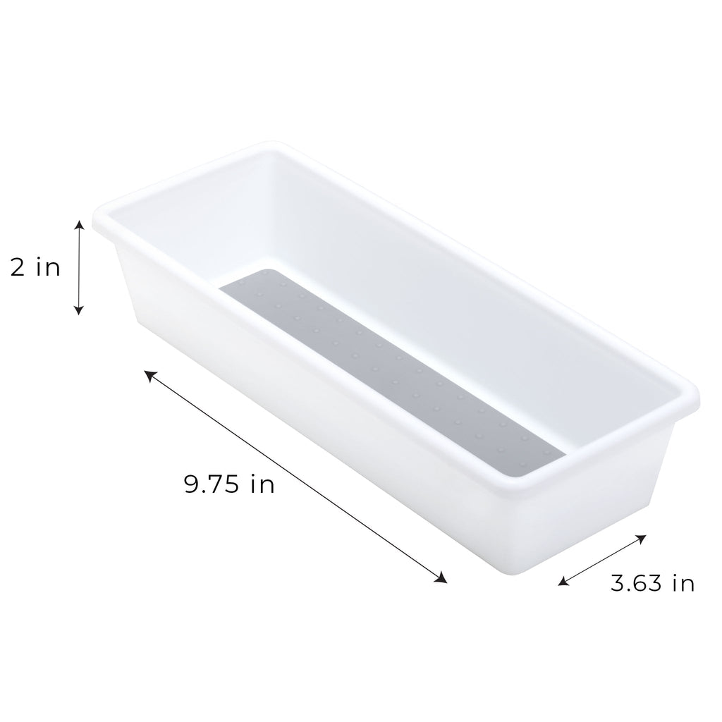 Plastic Drawer Organizer - BPA Free - 9.75 x 3.75 Inch - White