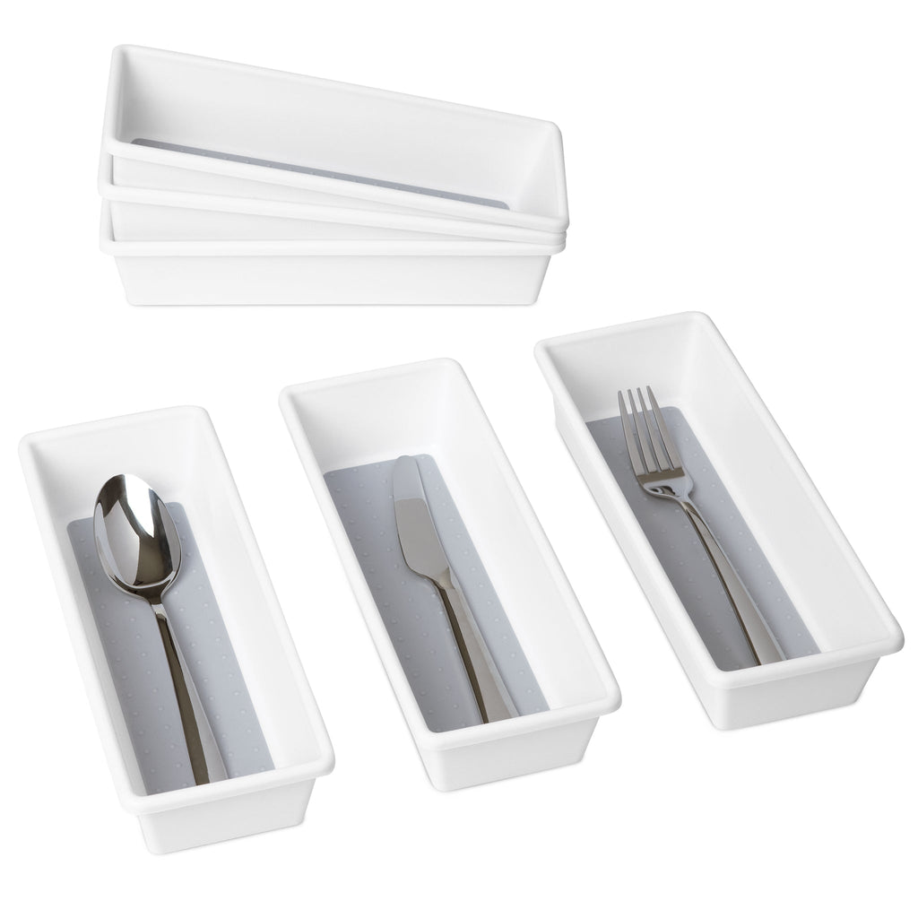 Plastic Drawer Organizer - BPA Free - 9.75 x 3.75 Inch - White