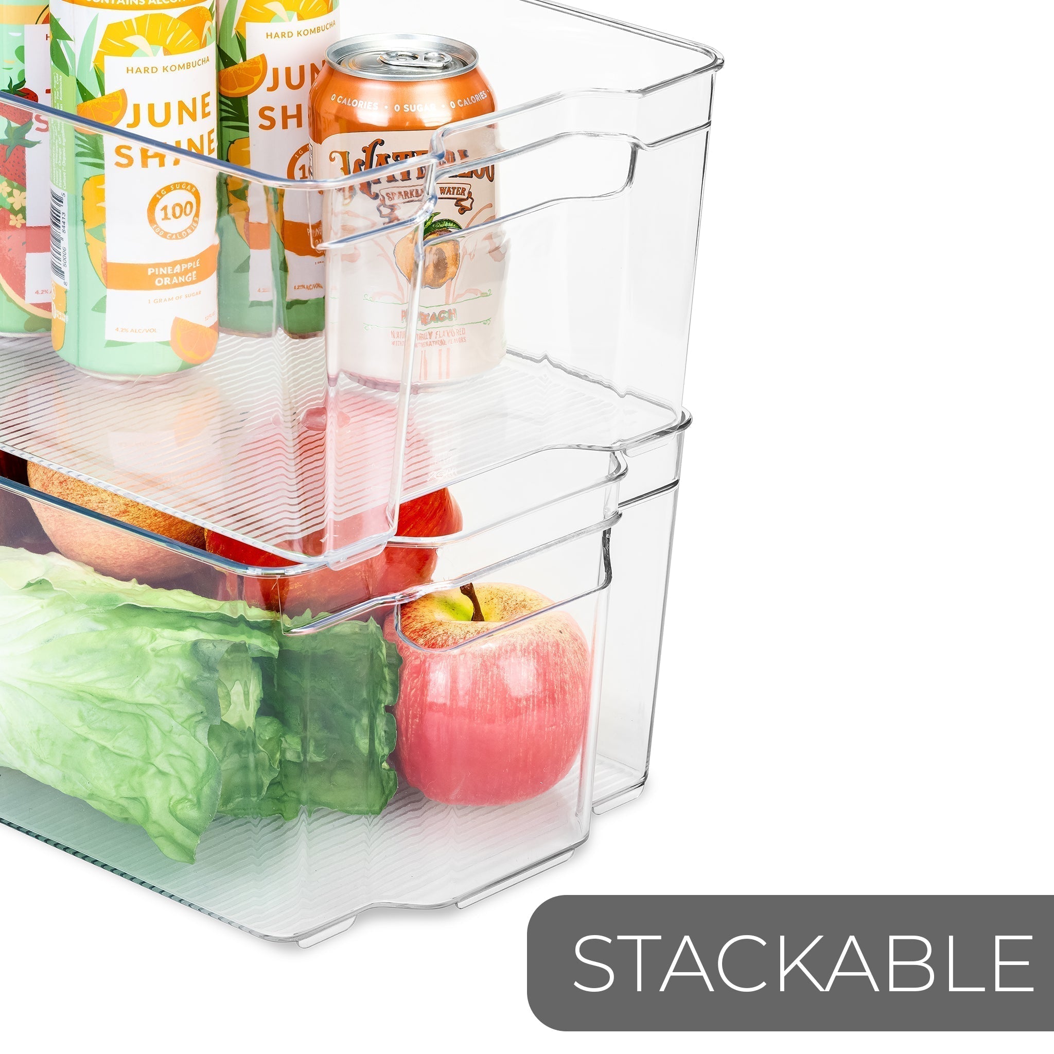 Tall Stackable Refrigerator Bin with Handle - 8 x 15 Inch