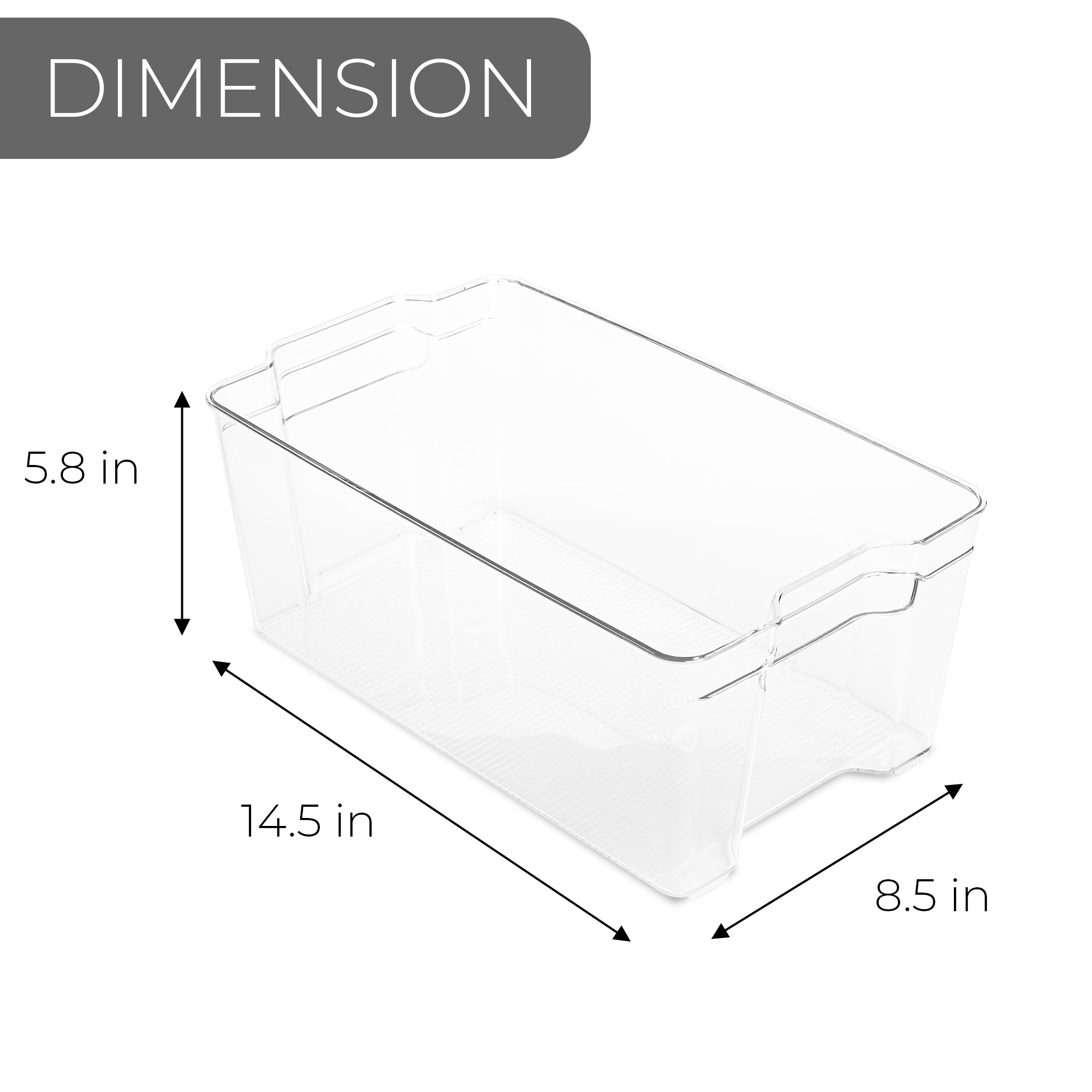 Tall Stackable Refrigerator Bin with Handle - 8 x 15 Inch